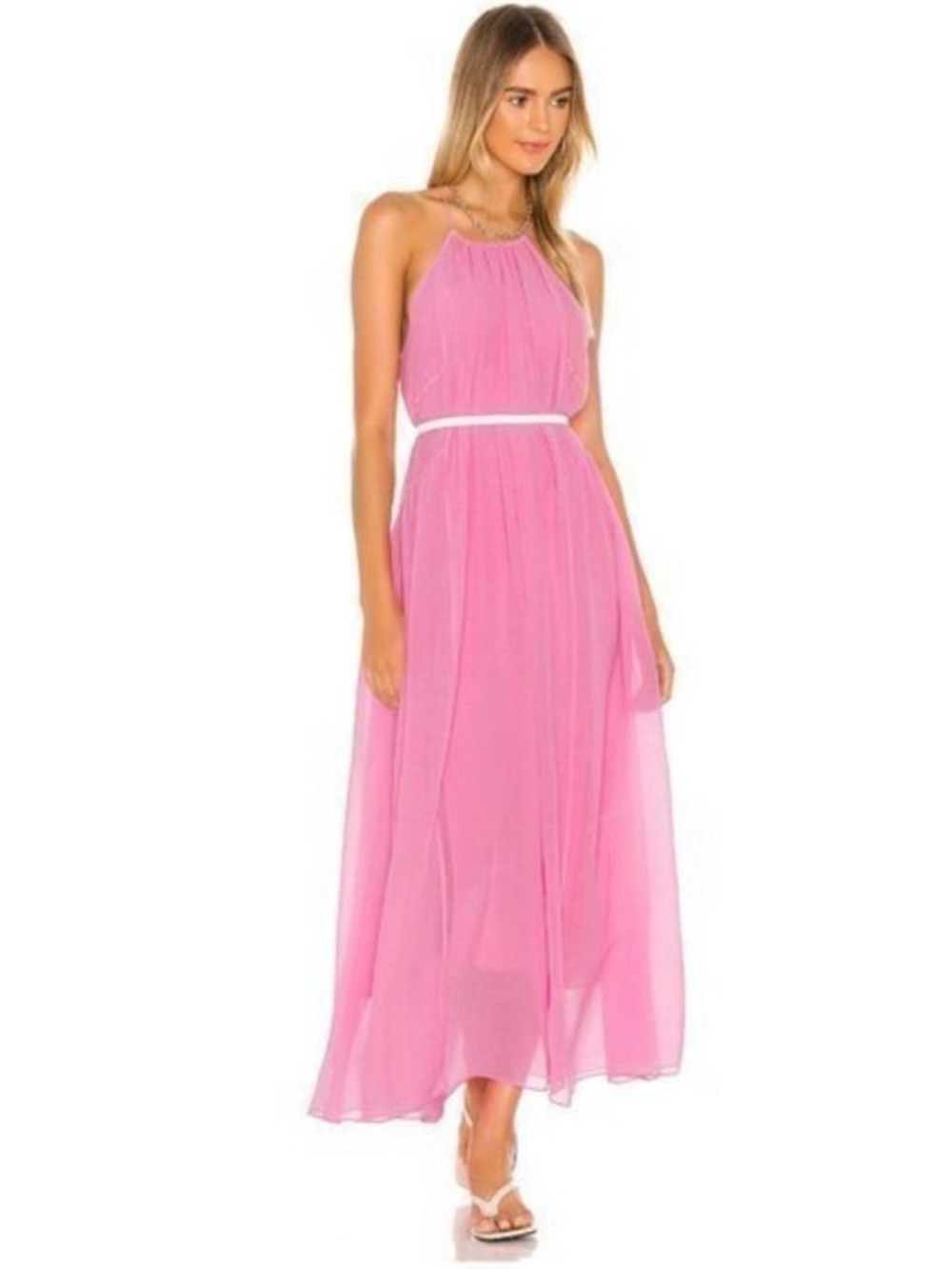 𝅺🩷Rag & Bone Melody Cotton And Silk-blend Gauze Maxi Dress In Neon Pink Small